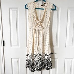 Anthropologie Eva Franco V Neck Cream Polka Dot & Floral A Line Dress Size 2